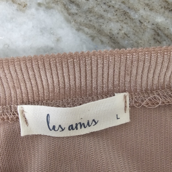 Elegant Women's Ribbed Velour Blush Top Size Large - Picture 6 of 7